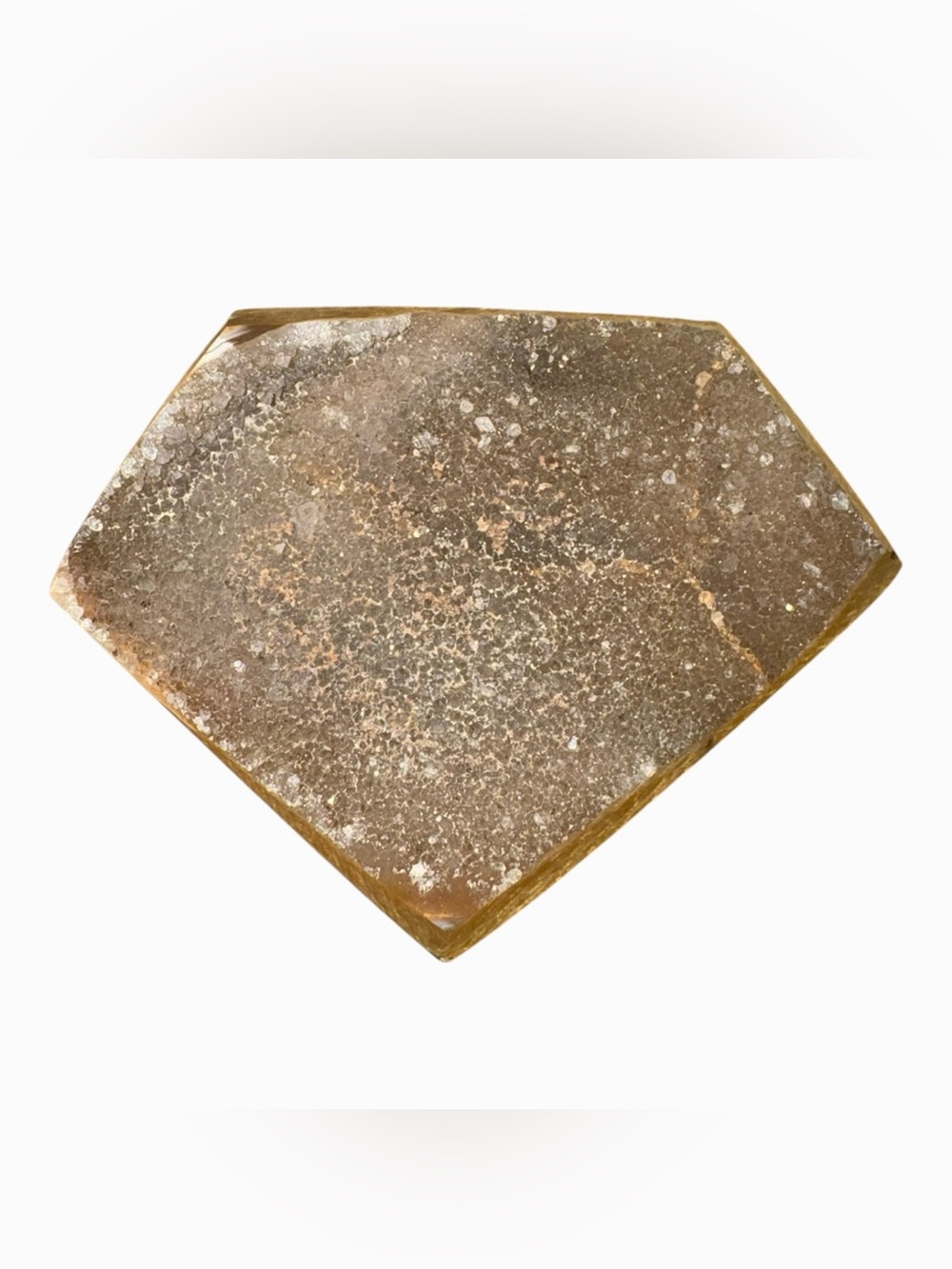 Faceted Geode Druzy Stone Display Slice - Brown Tones